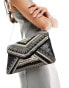 True Decadence beaded envelope clutch bag in black and gold