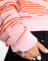 Only textured jumper in pink and orange print Розовый и Оранжевый, 2XL - фото #8