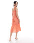 Vero Moda shirred cami midi dress in coral floral