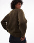 Фото #4 товара Topshop knitted easy clean rib detail relaxed cardigan in khaki