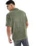 ASOS DESIGN relaxed revere towelling polo in khaki