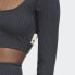 Adidas Studio Lounge Ribbed Cropped Long Sleeve Tee W HH8502