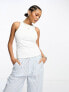 Vila racer neck slinky vest top in white