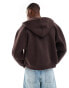 Фото #4 товара ASOS DESIGN boxy oversized zip through hoodie in brown