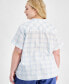 Фото #2 товара Plus Size Cotton Plaid Textured Camp Shirt