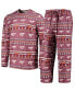 ფოტო #1 პროდუქტის Men's Maroon Virginia Tech Hokies Ugly Sweater Long Sleeve T-shirt and Pants Sleep Set