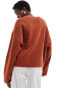 Фото #4 товара Monki round neck relaxed knitted sweater in rust red