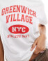 Daisy Street relaxed t-shirt with red Greenwhich Village graphic