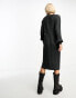 Object v neck knitted ribbed jumper dress in dark grey dgm, XS - фото #8