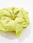 My Accessories oversized broderie scrunchie in green