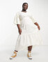 Native Youth Plus ruffle hem linen midaxi dress in ecru