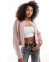 Фото #1 товара ASOS DESIGN chevron knitted crop crew neck cardigan in pink