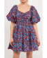 ფოტო #1 პროდუქტის Women's Bright Floral Ruched Poplin Mini Dress