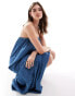 ASOS DESIGN denim tiered maxi dress in mid blue BLAU, S - EU 36-38 - фото #2