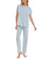 ფოტო #1 პროდუქტის Women's 2-Pc. Ribbed Lettuce-Edge Pajamas Set