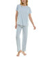 Фото #1 товара Women's 2-Pc. Ribbed Lettuce-Edge Pajamas Set