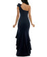Juniors' Ruffled One-Shoulder High-Low Gown