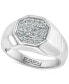 ფოტო #1 პროდუქტის EFFY® Men's White Sapphire Octagon Cluster Ring (1/2 ct. t.w.) in Sterling Silver