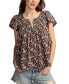 ფოტო #1 პროდუქტის Women's Cotton Smocked Flutter-Sleeve Top