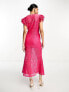 Never Fully Dressed frill sleeve lace midaxi dress in pink