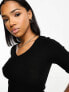 Фото #3 товара Urban Revivo v-neck ribbed jumper in black