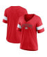 ფოტო #1 პროდუქტის Women's Heather Red Georgia Bulldogs Plus Size Arched City Sleeve Stripe V-Neck T-shirt