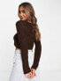 Фото #3 товара ASOS DESIGN knitted top in rib with ruched front in brown