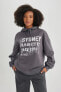 Фото #5 товара Oversize Fit Kapüşonlu Kalın Sweatshirt