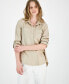 Фото #2 товара Women's Roll-Tab-Sleeve Button-Front Shirt