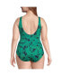 Фото #2 товара Plus Size Chlorine Resistant High Leg Soft Cup Tugless Sporty One Piece Swimsuit