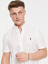 Фото #7 товара Polo Ralph Lauren icon logo short sleeve poplin shirt custom regular fit in white