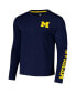 Фото #2 товара Men's Navy Michigan Wolverines Logo Lockup 3-Hit Active Blend Long Sleeve T-Shirt