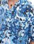 ASOS DESIGN relaxed revere shirt with painted floral print in blue BLAU, S - Chest 38 - фото #2