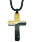 ფოტო #1 პროდუქტის Diamond Accent Two-Tone Cross 22" Pendant Necklace in Black- & Gold-Tone Ion-Plated Stainless Steel, Created for Macy's