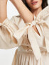ASOS DESIGN cotton crochet pintuck maxi dress in vintage cream