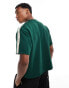 Фото #3 товара ASOS DESIGN relaxed boxy heavyweight t-shirt with shoulder taping in dark green