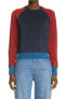 Фото #1 товара Victoria Beckham 289210 Colorblock Metallic Sweater in Navy/Red Multi Size XL