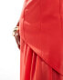 Фото #2 товара ASOS DESIGN Tall structured bandeau maxi dress with chiffon thigh split skirt in red