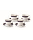 8 Piece 8oz Tea or Coffee Cup and Saucer Set, Service for 4