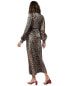 Ganni 3/4-Sleeve Wrap Silk-Blend Maxi Dress Women's Brown 32