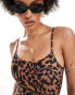 Фото #2 товара ASOS DESIGN Tall Adrienne square neck skinny strap swimsuit in oversized animal