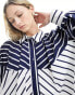 Фото #4 товара ASOS DESIGN oversized mini shirt dress in navy two tone stripe