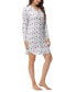 ფოტო #4 პროდუქტის Women's Long Sleeve Notch Collar Sleepshirt Nightgown