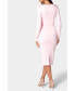 ფოტო #3 პროდუქტის Women's Rosette Midi Cutout Dress