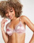 ASOS DESIGN Cleo high shine satin underwire bra in dusty pink