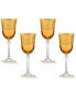 Amber Color White Wine Goblet with Gold-Tone Rings, Set of 4