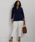 Фото #4 товара Women's Plus Size Split-Neck Three-Quarter Sleeve Cotton Tunic