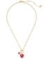 Gold-Tone White-Framed Red Crystal Heart Multi-Charm Pendant Necklace, 16" + 3" extender