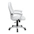 Фото #1 товара Mid-Back White Leather Executive Swivel Chair With Arms