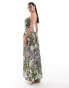 Фото #2 товара ASOS DESIGN bandeau drop hem gathered maxi dress in dark floral print